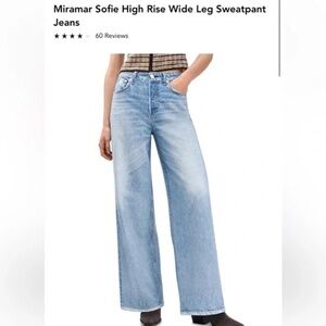Rag & Bone Miramar Sofie Wide-Leg Jeans Light Wash Cotton Terry - Size 23